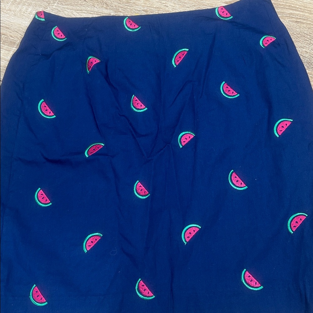 Lilly Pulitzer Navy Blue Skirt with Watermelon Embroidery Sz 8